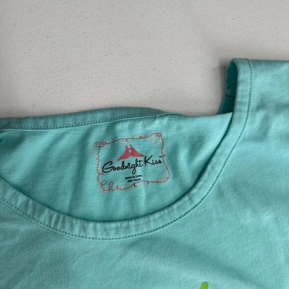 Goodnight Kiss Womens Turquoise Beach Happy Graphic Short Sleeve T-Shirt Dress L - Picture 3 of 5